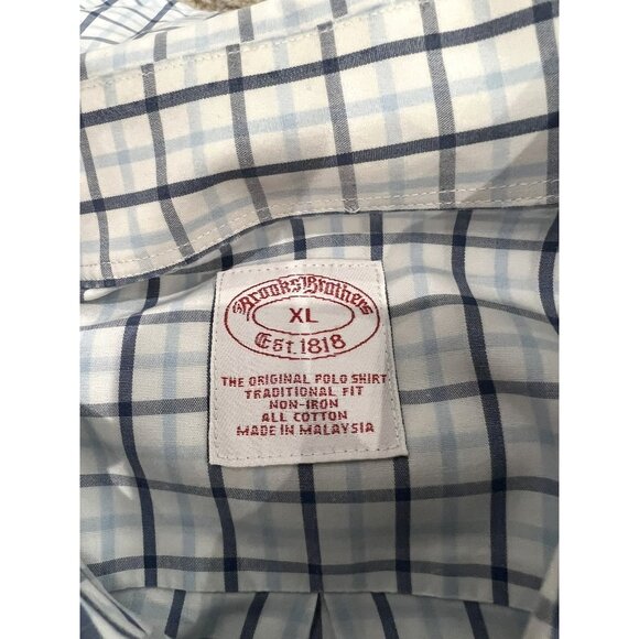 Brooks Brothers XL Non-Iron Traditional Fit Checkered Long Sleeve Shirt Cotton - Picture 3 of 6